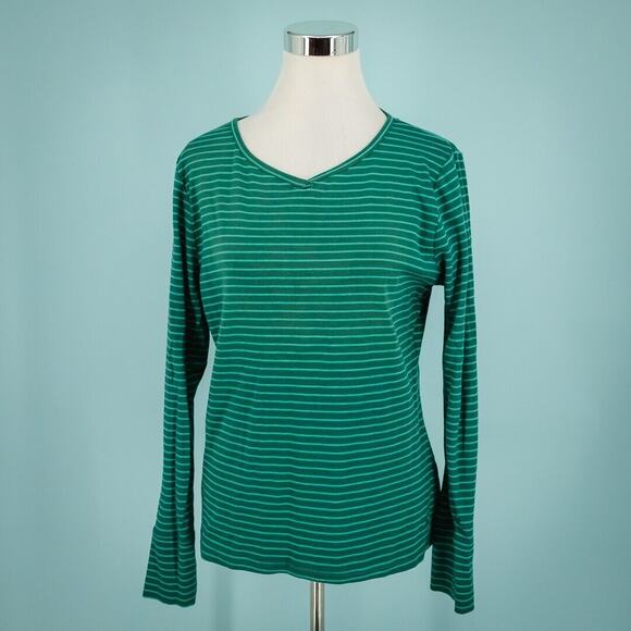 Royal Robbins Size Large L Stripe Print Standard Fit V Neck Long Sleeve Top Tee - Picture 1 of 7